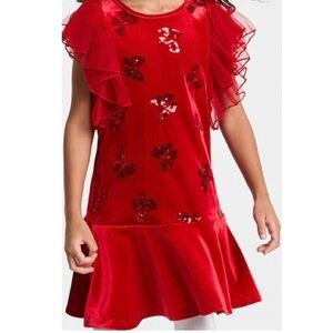 NWT. Bonnie Jean Red Velvet Butterfly Tulle Dress for Kids. Size 6X. Brand New.